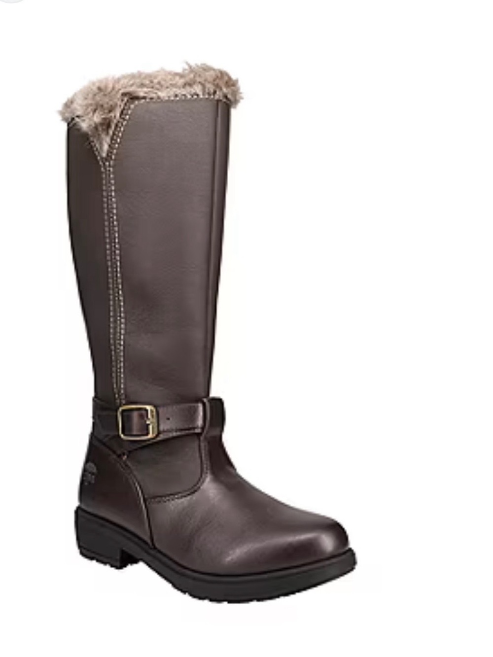 Women's Brown Faux-Fur Trim Tall Riding Boots -NEW